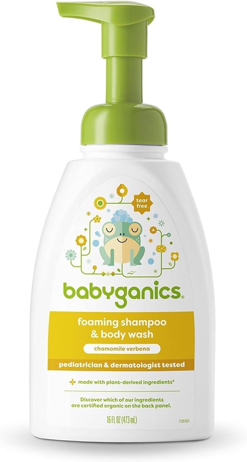 Babyganics Baby Shampoo & Body Wash - Chamomile Verbena, 16oz Pump Bottle for Gentle Cleansing