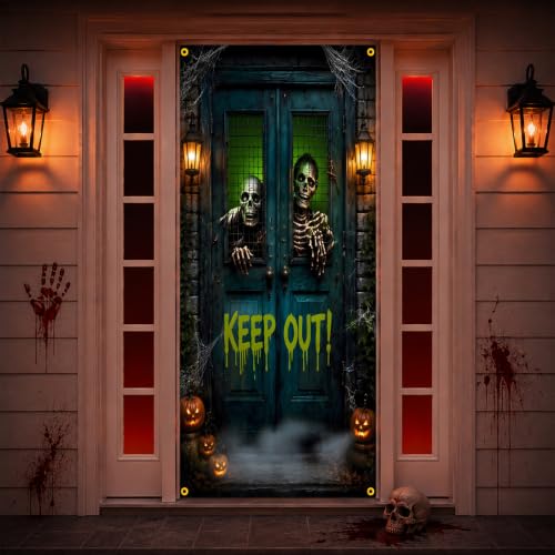 Halloween Door Cover Skeleton Party Decor Keep Out - Variation 10