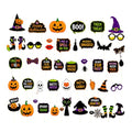Halloween Photo Booth Props Kit - 30PCS with Stickers & Glue Dots - Pumpkin, Witch Hat, Skull, Bat, Spider - 46 Variation