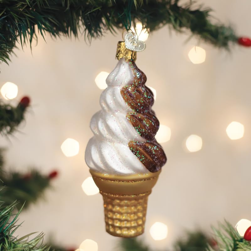 Christmas Glass Soft Serve Ice Cream Ornament - Chocolate & Vanilla Swirl
