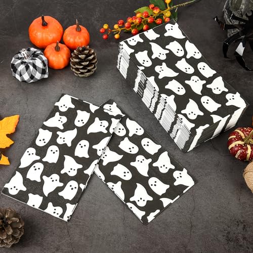Halloween Ghost Paper Napkins Set - Disposable Party Hand Towels, 100 Pieces