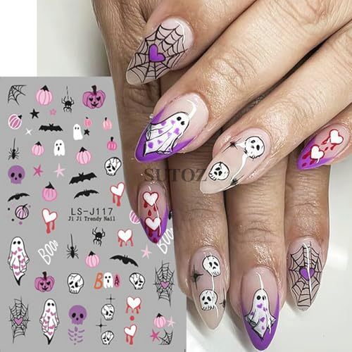 Halloween Nail Art Stickers 3D Self-Adhesive Ghost Pumpkin Skull Design - Style 3