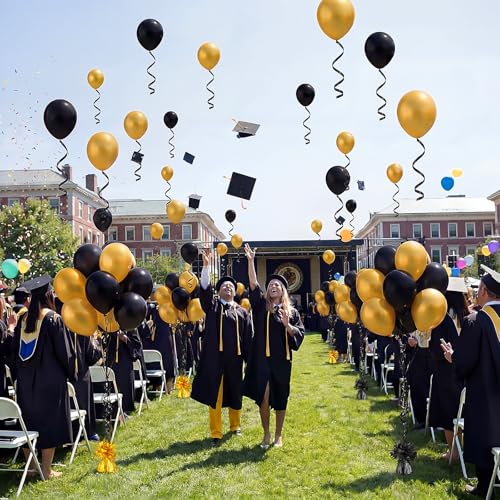 Heavy Balloon Weights Metallic Anchor Set - Black & Gold, 24 Pieces with Iridescent Ribbon