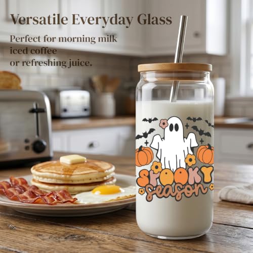 Halloween Ghost Drink Cup - 16 oz Fall Coffee Mug with Lid & Straw - Variation of THIS listing