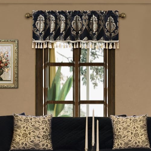 Loom and Mill Black Jacquard Window Valance - 54" x 18" Variation of THIS listing