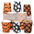 Halloween Paper Cups 120Pcs Disposables with Pumpkin Ghost Bats Design 9 Oz