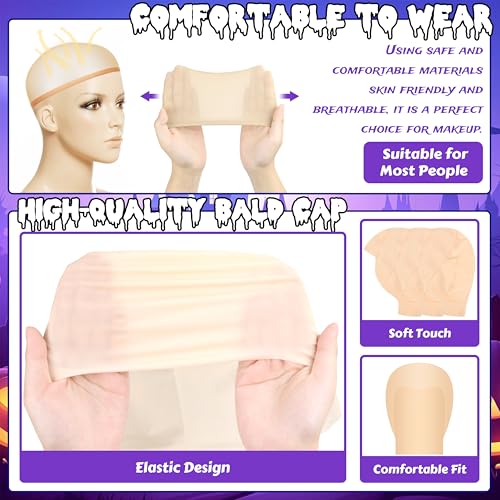 Makeup Latex Bald Caps & Head Wig Cap for Halloween & Costume Parties - Adults
