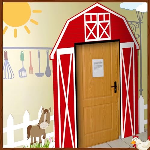 Farm Animal Party Decorations Set - Barn Door Banner & Backdrop for Rustic Theme Events