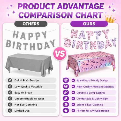 Pink Lightning Kpop Birthday Decorations Set Banner & Tablecloth