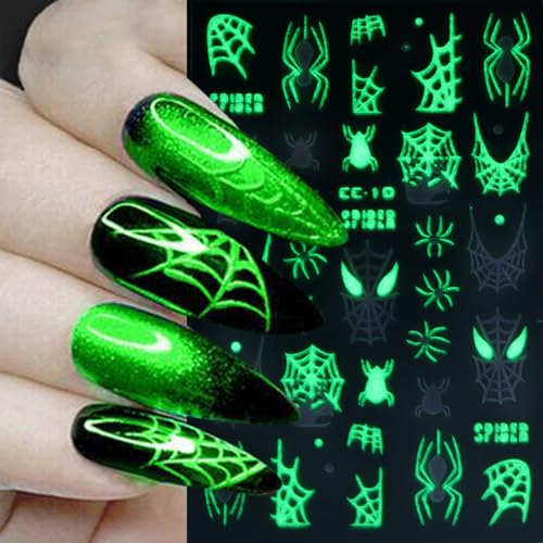 Halloween Spider Web Nail Stickers 5 Sheets Luminous Ghost Skeleton Design - Variation of THIS listing 284