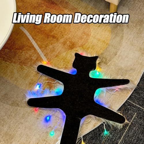 Light Up Fried Cat Rug with Colorful Lights - Christmas Vacation Decor