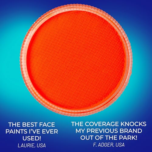 Neon Orange Face & Body Paint - Water Activated, 30g for Halloween & Cosplay