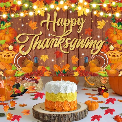 Thanksgiving Banner Backdrop - Large Fall Party Decorations 5.9x3.6Ft