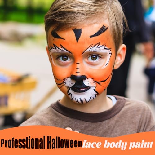 Orange Face Body Paint Water-Based Cream for Halloween Cosplay Washable - Safe & Vibrant