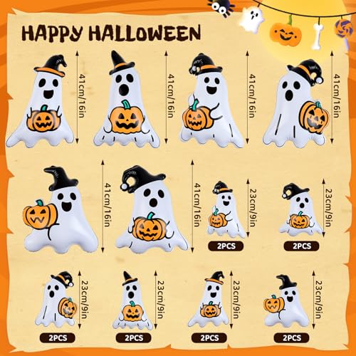 Halloween Inflatable Ghost Balloons Set - 18 Pieces for Haunted House & Yard Decor - White Variation