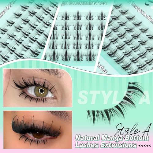I-Fairy 2 Styles Bottom Lash Clusters Natural & Manga Eyelash Extensions - 140pcs