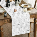 White Faux Fur Ghost Halloween Table Runner 13x72 Inch - Artoid Mode Variation