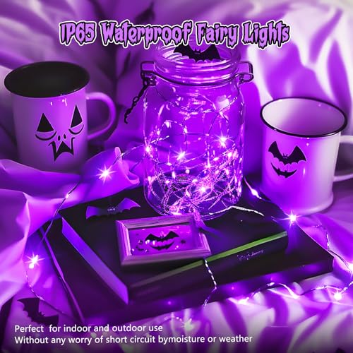 6 Pack Battery Operated Purple Fairy Lights for Halloween Decor