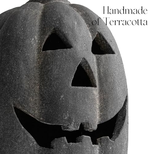 Black Handmade Terracotta Jack O Lantern Halloween Decoration - Large 9x15