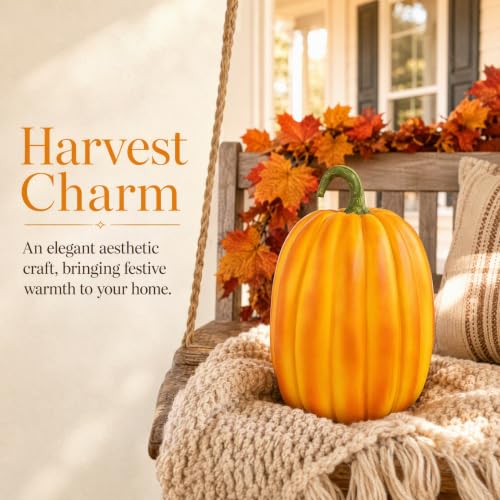 Artificial Pumpkin Decoration - Realistic Resin Fall Halloween Thanksgiving Ornament 23x15cm