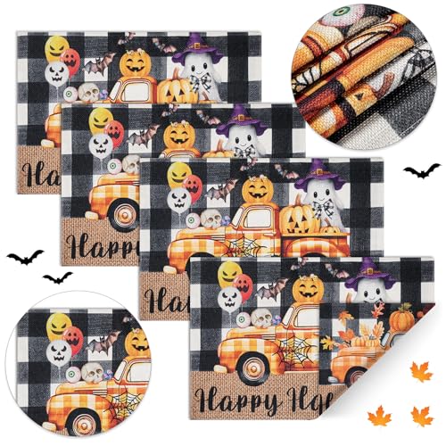 Vesici 4-Piece Double-Sided Halloween & Thanksgiving Placemats - Truck Variation