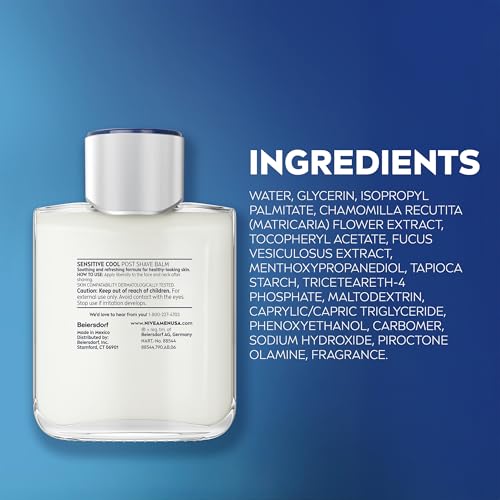 NIVEA MEN Sensitive Cool Post Shave Balm, Enriched with Chamomile and Seaweed Extracts, Alcohol Free After Shave Balm for Men, 3.3 Fl Oz Bottle, Pack of 3