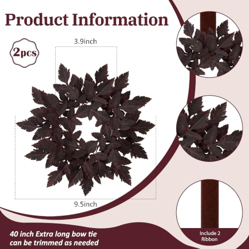 Mini Fall Wreaths with Cimicifuga Leaves - 2 Pack for Kitchen Decor - Variation of Cimicifuga Leaf