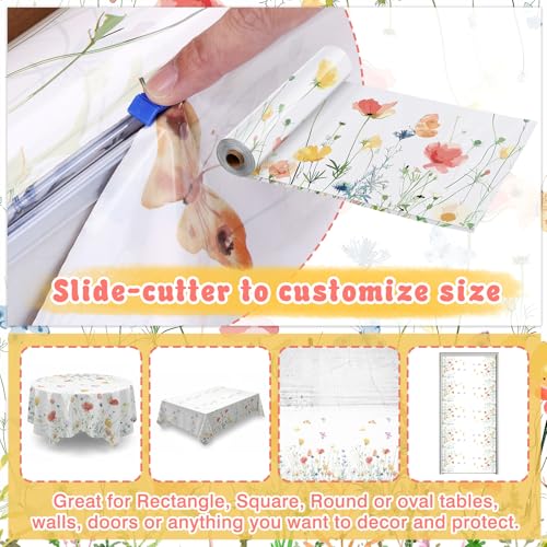 Tudomro Floral 54 Inch x 100 ft Waterproof Disposable Tablecloth Roll for Parties
