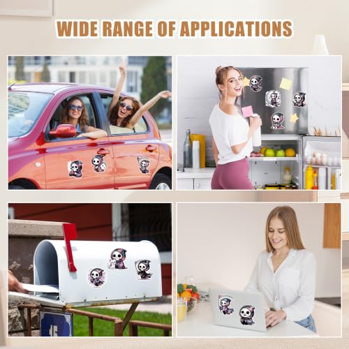 Halloween Refrigerator Magnets - 24 Cute Grim Reaper Pastel Goth Decor for Kitchen & Office