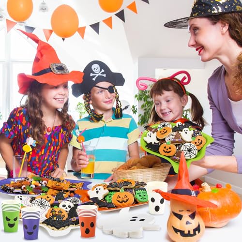 144-Piece Halloween Ghost Paper Plate Cup Napkin Set - Classic Variation
