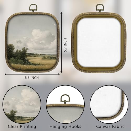 Rustic Landscape Wall Art Canvas Print - Farmhouse Nature Decor 6.5x5.7 Inches