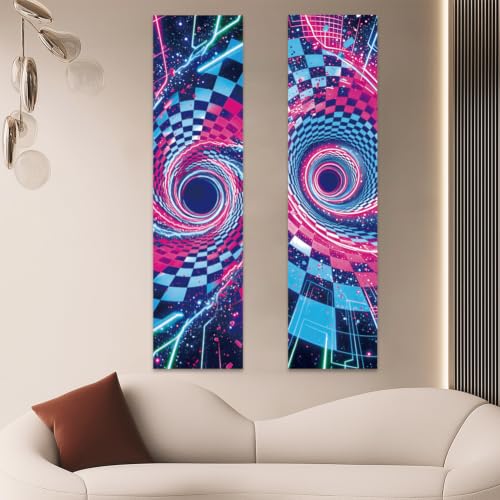 Neon Vortex Blacklight Tapestry Set - 2 Pcs Psychedelic Wall Decor for Bedroom