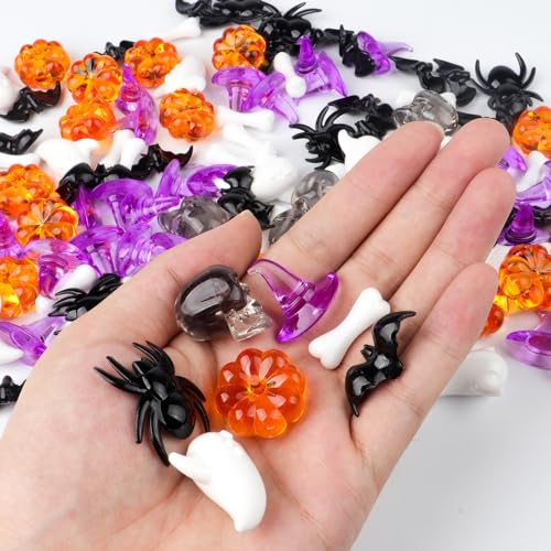 Halloween Acrylic Spider Pumpkin Bat Ghost Skull Vase Fillers Set - 160 Pieces