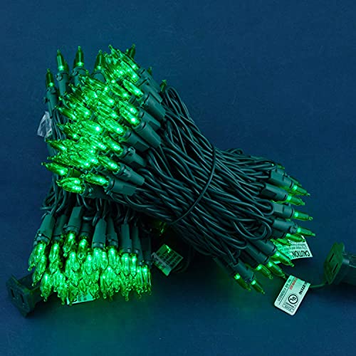 Green Christmas String Lights 200 LED 2 Pack - 25 ft UL Certified Outdoor Indoor