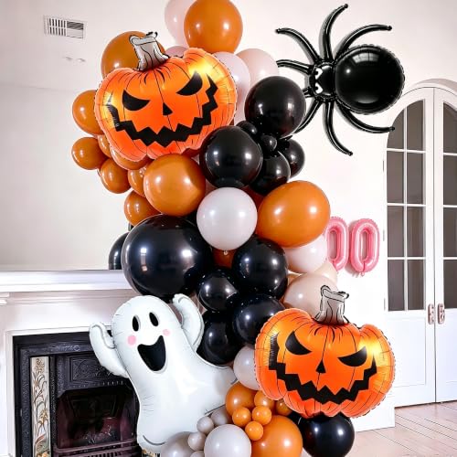 Halloween Decorations Pink BOO Balloons, 2 Pumpkins, 2 Ghosts & 2 Spiders - 9pcs Boo Ghost Pumpkin Spider Variation