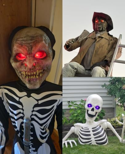 Remote Halloween Red Glowing Skeleton Eyes Set - Waterproof 4 Pack