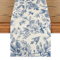 Blue 13x108 Inch Seasonal Peony Azalea Table Runner for Home & Dining