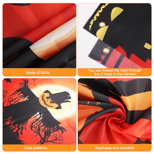 Large Halloween Banner Outdoor Decoration 118x20in Pumpkin Ghost Bat Backdrop