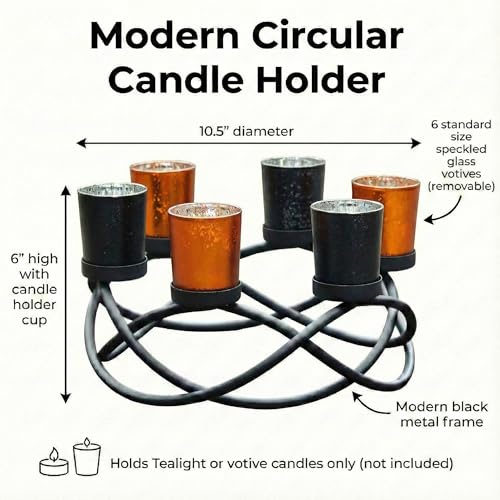 Halloween Centerpiece Tealight Holder - Orange & Black Indoor Decor Variation of Black/Orange