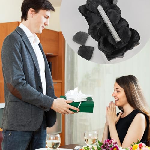 Black Silk Rose Petals 500 Pcs for Wedding Proposal & Romantic Decor - JunSduke