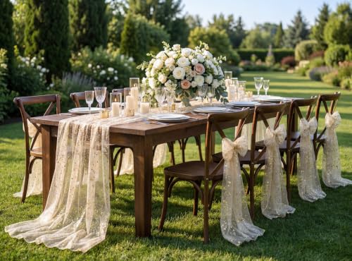 Rose Gold 4-Pack 10FT Glitter Table Runners for Weddings & Parties