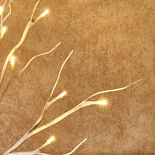 Lighted Easter Tree with Timer - White Birch 24 LED, 18-Inch Tabletop Holiday Decor