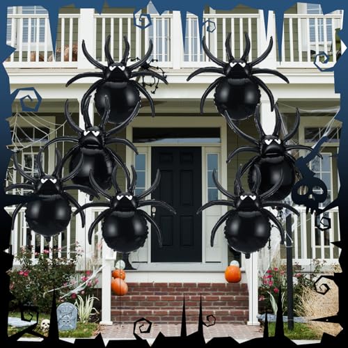 Halloween Black Spider Balloons - 12 Pack 32.5 Inch Giant Foil Decorations - Variation: Spider