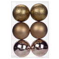 Large Shatterproof Bronze Christmas Balls - 3.94 Inch, 6 Pack Holiday Ornaments