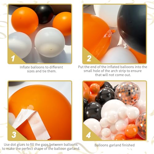 141pcs Orange Black and White Balloon Garland Kit for Party Decor - Variation of THIS listing