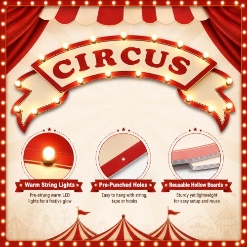 Light-Up Circus Sign Carnival Entrance Decoration 39.4x19.7 Inches