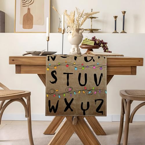 Halloween Alphabet Table Runner 13x108 Rustic Spooky Birthday Party Decor
