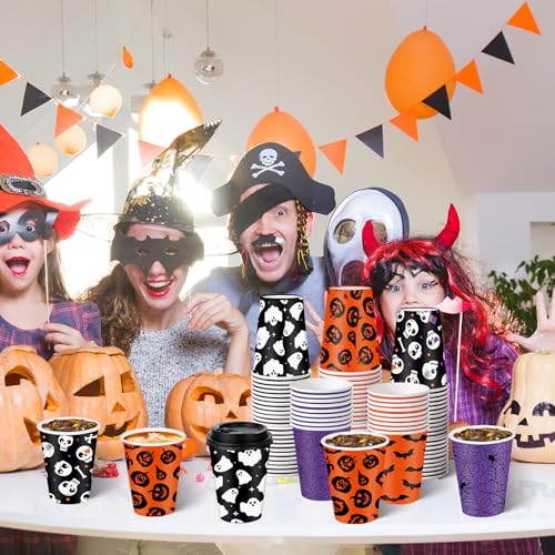 Halloween Ghost Disposable Coffee Cups Set - 200 12oz Party Drinkware