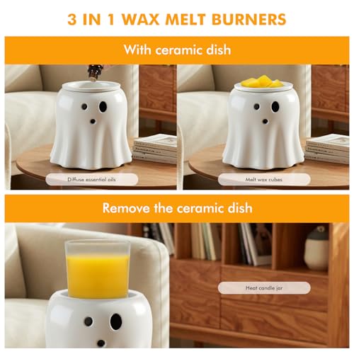 Halloween Ghost Wax Melt Warmer with Ceramic Dish - Scented & Decorative