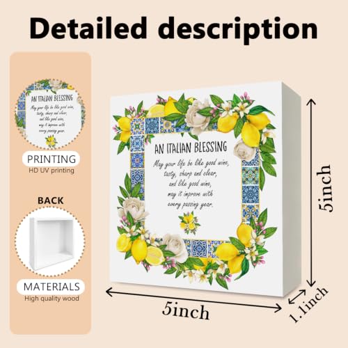 Lemon Wooden Sign Decor - 5x5 Inch Wall or Desk Accent